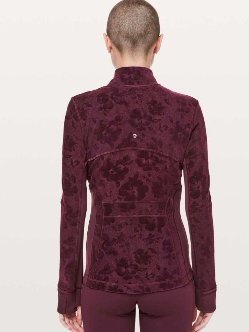 Lululemon Define Jacket Flocked Dark Adobe Burgundy Velvet Floral Sz 6 EUC - Picture 2 of 13